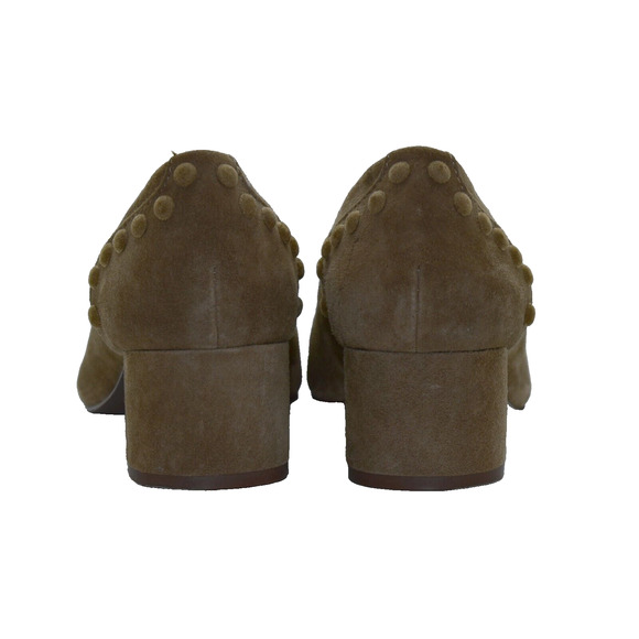 B2 Auth TORY BURCH Colt Studded Brown Suede Block Heels Pump Shoes Size 8M - Picture 4 of 6